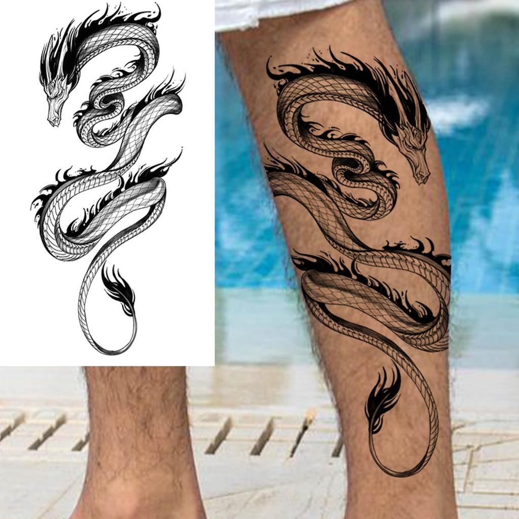 1 Sheet Dragon Temporary Tattoos For Men Women Water Transfer Tattoo Sticker Self Adhesive High Quality Fake Tatoo Arm Forearm