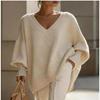 Spring 2026 Korean Style V-neck Knit Lantern Sleeve Sweater - Casual Miumiu Women’s Fashion