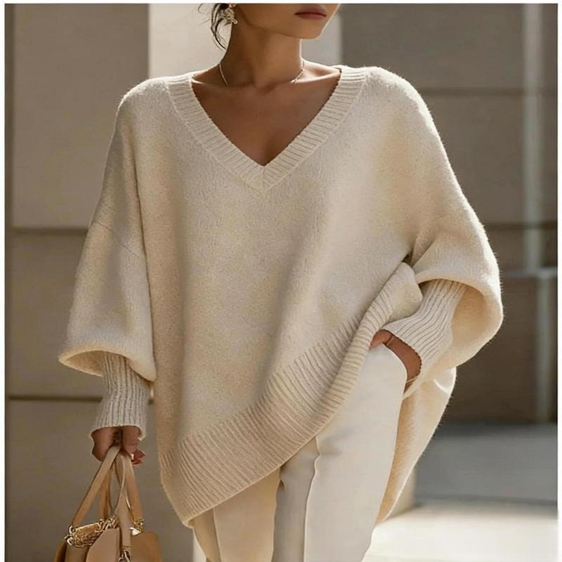 Spring 2026 Korean Style V-neck Knit Lantern Sleeve Sweater - Casual Miumiu Women’s Fashion