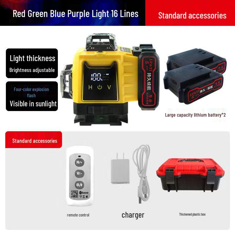 Lv Yi 12-Line Digital Laser Level with High-Precision Purple, Green, Red Light for Outdoor and Indoor Use