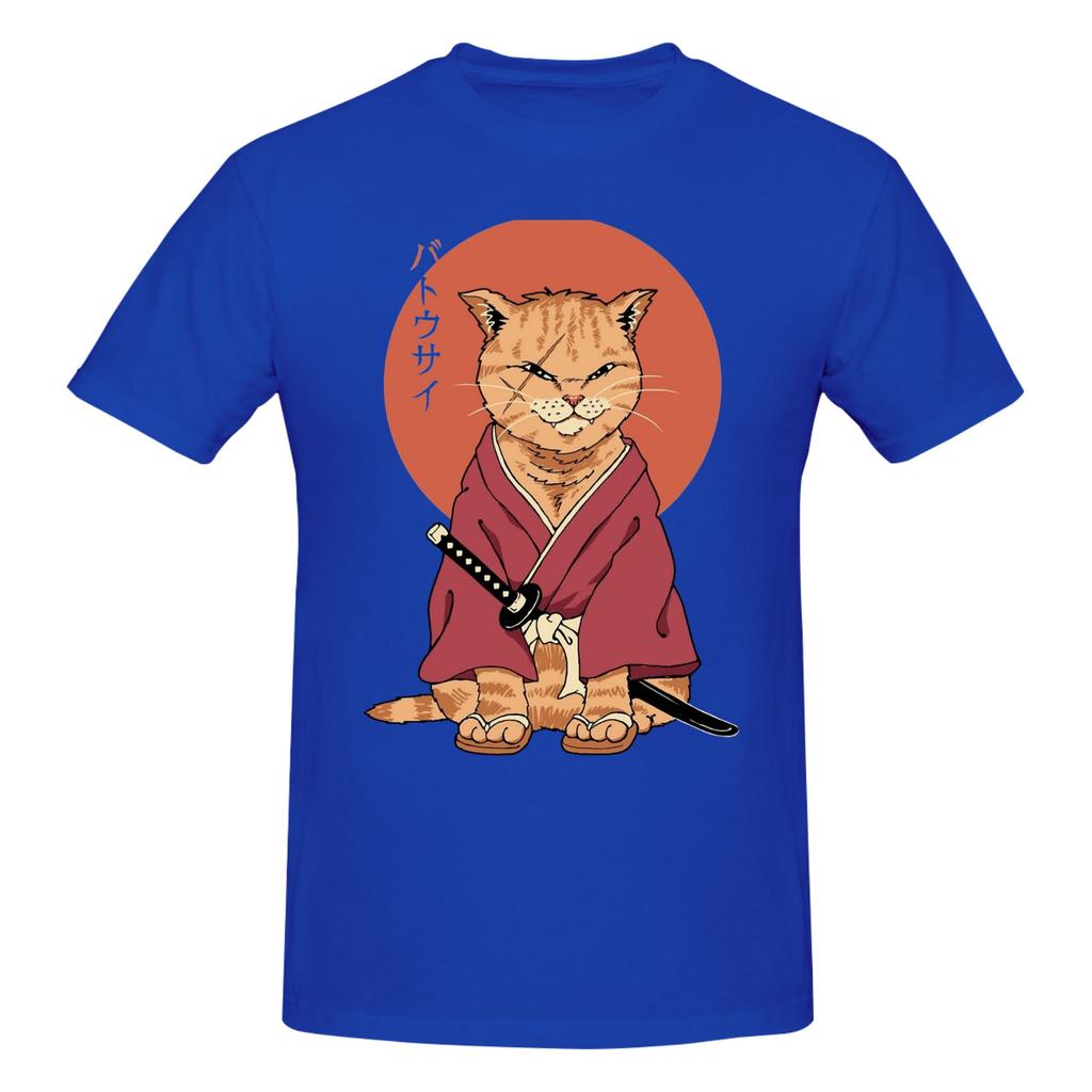 Piece Sword Cat Graphic Cotton TShirt Samurai Cat Tees Tops For Unisex