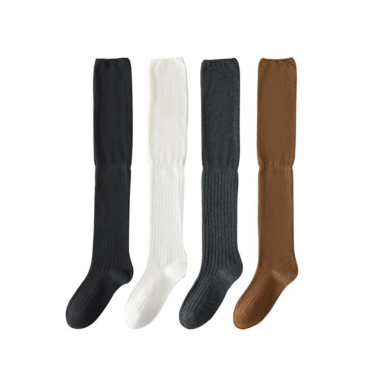 Knee-high Socks for Women In Summer, Thin Solid Color Patchwork Long Pile Socks, Anti-slip Solid Color, Trendy and Versatile Pressure Socks