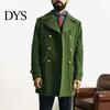 Men Winter Trench Coat Fall Turn-down Collar Double-braested Solid Color Thick Long Sleeve Daily Life Cardigan Pockets Notch British Style Mid Length