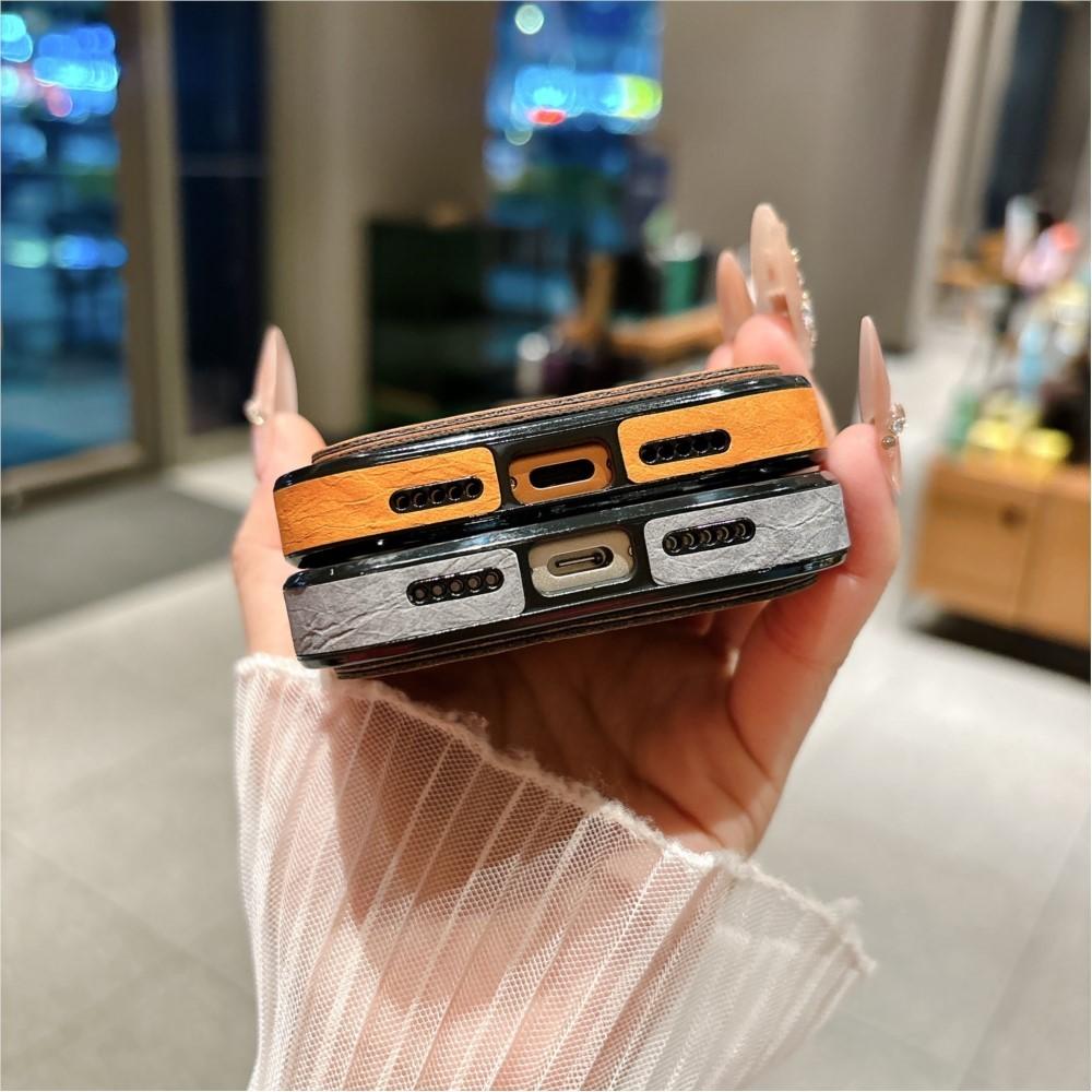 Large Window Wrinkle Texture Card Slot Case For For Iphone 17 16 1 14 Plus 13 Pro Max Lens Protection Shockproof Matte Wallet Cover