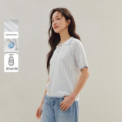 INMAN Women's Colorblock Polo Knit Top