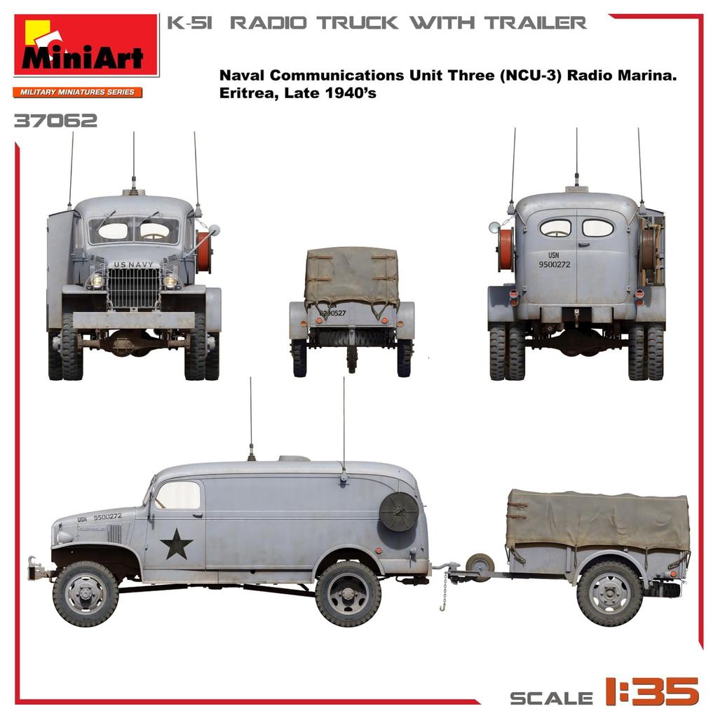 Miniart Communication Truck with Trailer Plastic Model MA37062 1/35 K-51