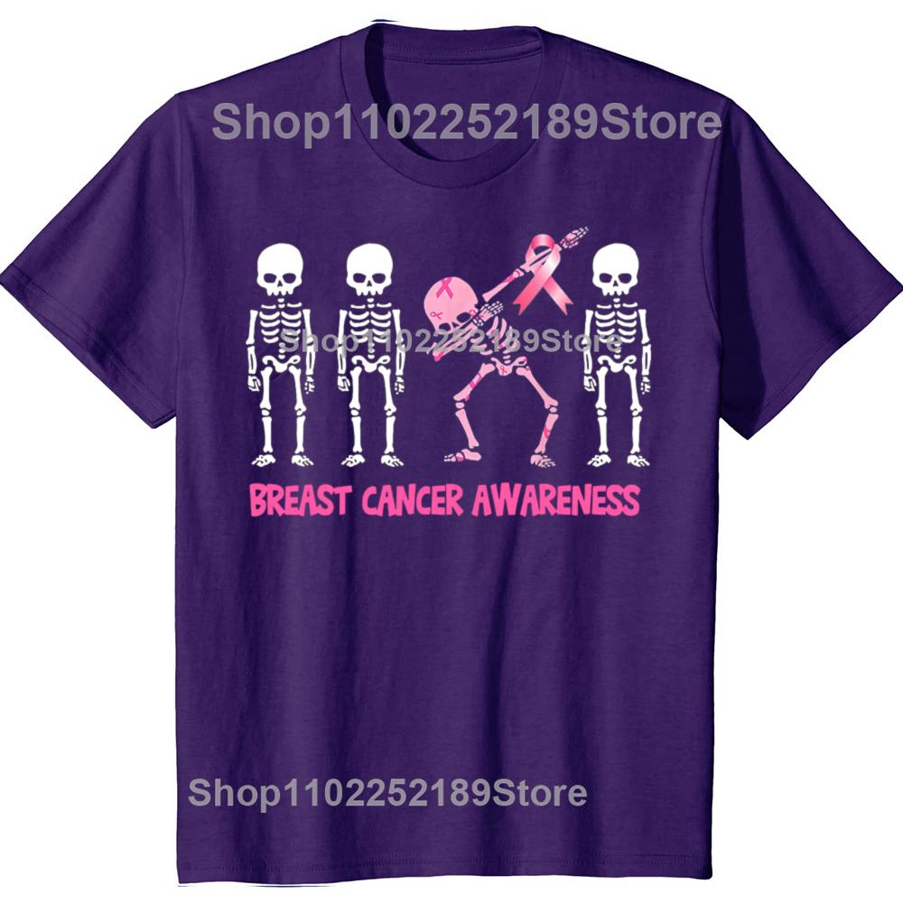 

Funny Breast Cancer Awareness Skeleton Graphic Tshirts Men Womens Fashion Casual Tshirt 100 Cotton Loose Oversized T Shirt 4XL