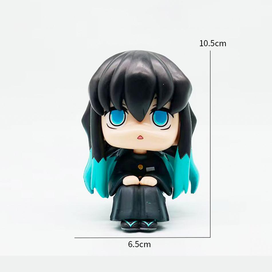 10cm Demon Slayer: Kimetsu no Yaiba 8PCS Suit Q-version Anime Handmade Action Figures Desktop Case Decoration Ornament Gift