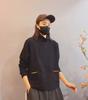 2025 Winter Velvet Color Block High Neck Warm Hoodie with Double Pockets for Women