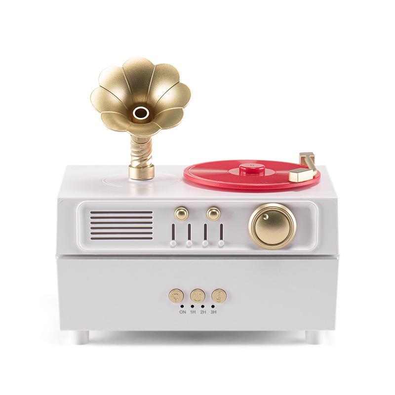 Retro Gramophon Aroma Diffusor & Bluetooth Lautsprecher mit Fernbedienung - Ultraschall Luftbefeuchter & Heimdeko Geschenk