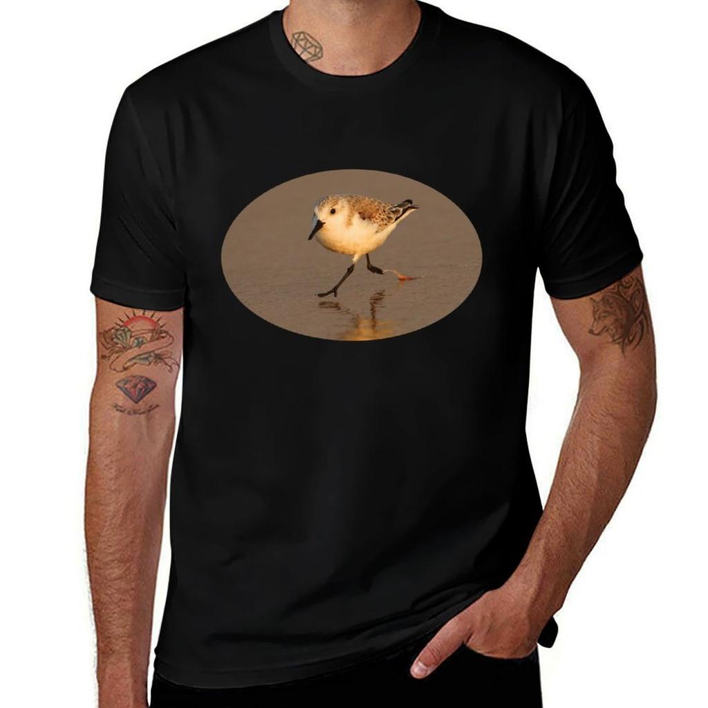 Sandpiper Running on Beach TShirt Stylish Graphic Short Sleeve Top