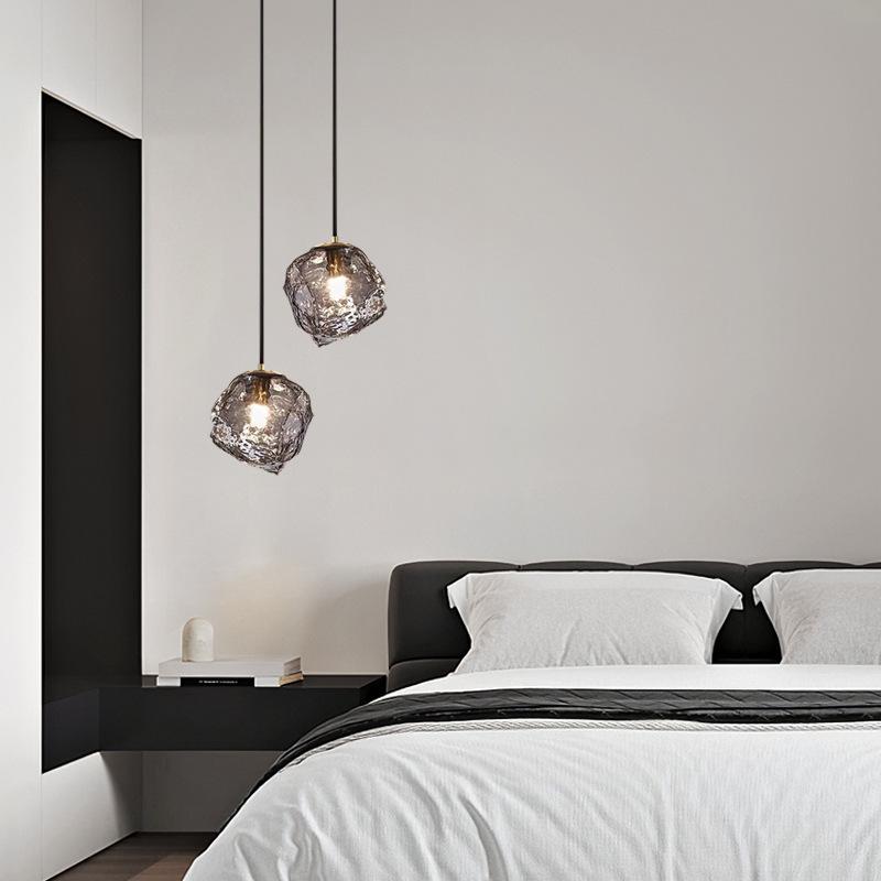 2026 Creative Bedroom Bedside Chandelier Ice Design Sense Restaurant Light Porch Lava Shape Fishing Line Chandelier Glass Hot