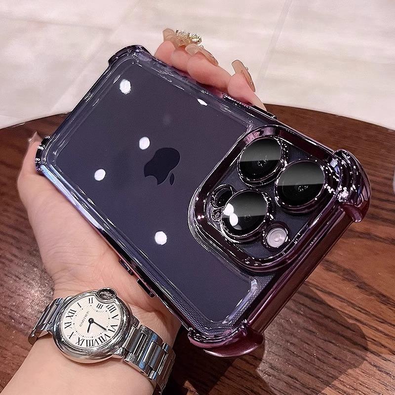 Applicable To IPhone17 Electroplated High Breathable Bag Four Corner Anti Fall Mobile Phone Case Apple 16 Comes with Lens Film Protection Case