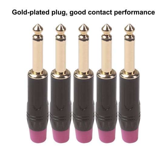 

10 шт., позолоченный штекер, аксессуар для микрофона, цинковый моно, 6,35 мм, электрогитара, аудио