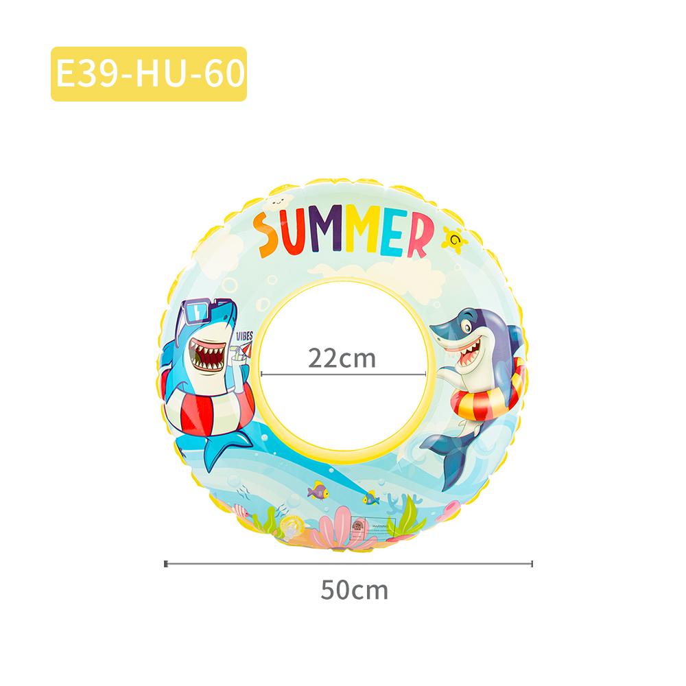 Summer Shark Themed Swim Ring, Inflatable Clear Float with Sea Animal Print
