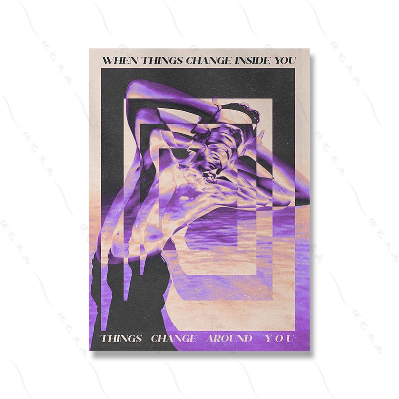 Retro Abstrakcyjny Gadient Psychodeliczny Ściana Gradient Kolor Plakat Malarstwo Moda Sztuka Inspiracja Płótno Wydruk Pokój Wystrój Domu