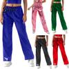 Elastische Taille Kunstleren Broeken Dames Heren Casual Middelhoge Rechte Broek Design Lang Losse Pasvorm Effen Kleur