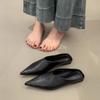 Pointed retro bag head slippers women's wear 2025 spring and summer silver lazy muller shoes low heel soft leather half drag thin