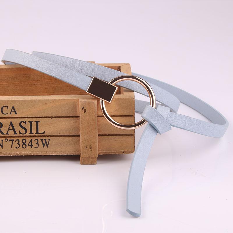 New Style Korean Women's Belt with Sweater Dress Decorative Tiny Leather Belt Versatile Women's Round Buckle Leather Belt