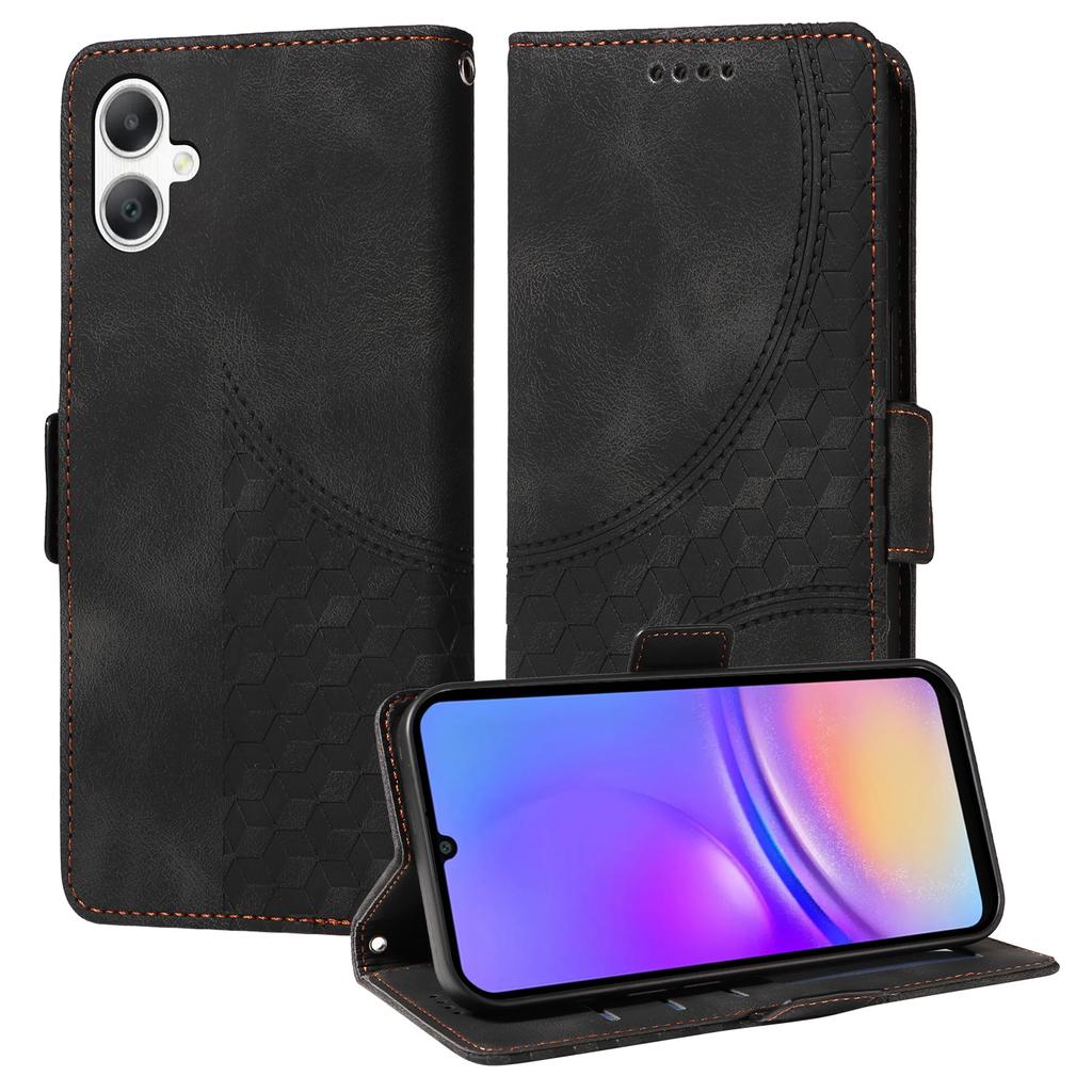 For Samsung Galaxy A07 4G/A06 4G/A06 5G Leather Cases Wallet Rhombus Imprinted Phone Cover Stand with Strap