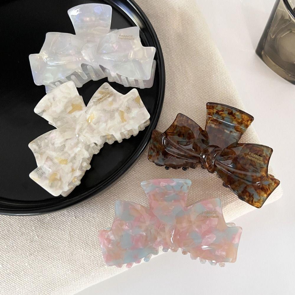 Hair Clip Retro Bow Acetate Hair Claw Geometric Korean Style Shark Clip  Streetwear