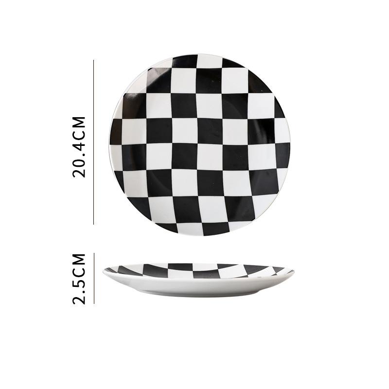 

Геометрический узор шахматной доски Керамическая тарелка Салатная тарелка Десертная тарелка для торта Тарелки для стейков Молекулярная кухня Креативная посуда
