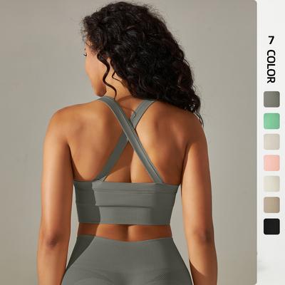 Cross Back Einfarbig Sport Unterwäsche Yoga Wear Top Running Fitness BH für Damen