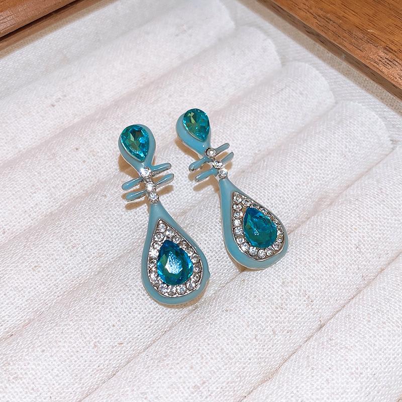 Diamond-set pearl double-sided earrings Korean ins temperament cold wind earrings fashion design earrings women