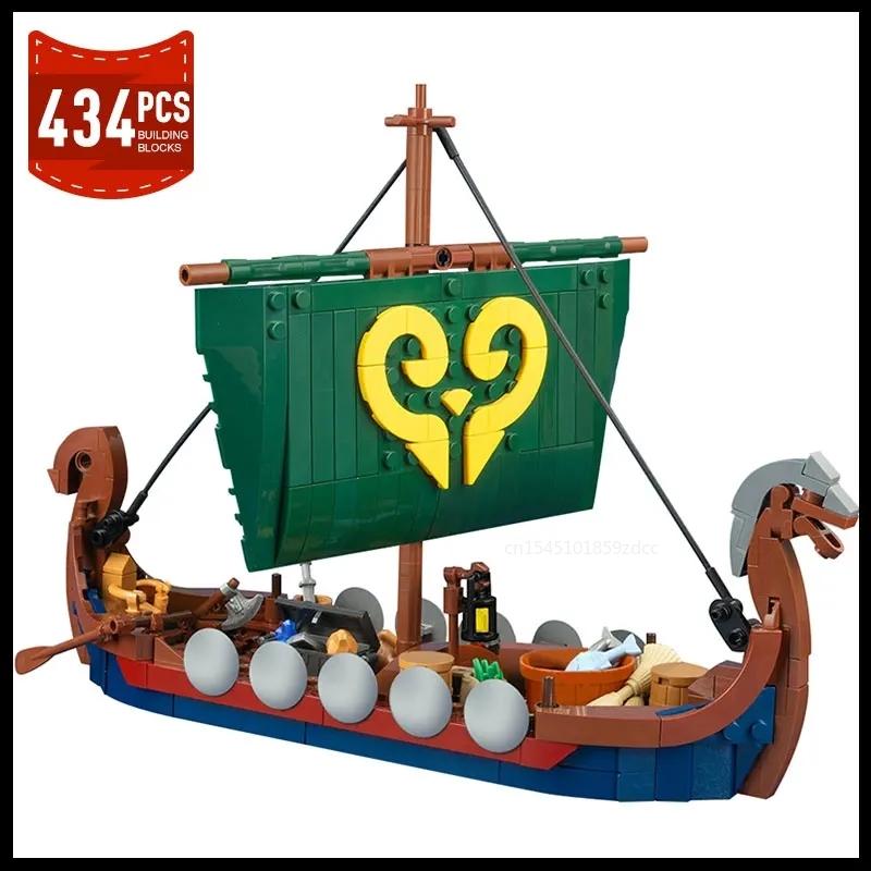 MOC Vikinged House Village Farm Ship Model Building Blocks Set Medieval Military Architecture Aldult Ideas Set Bricks Toy Gifts