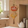 Thanksgiving Party Wall Hanging Hello Fall Wooden Sign, Pumpkin Maple Leaf Door Hanger with Festive Tabletop Decor Tassel, Autumn Harvest Decor,
