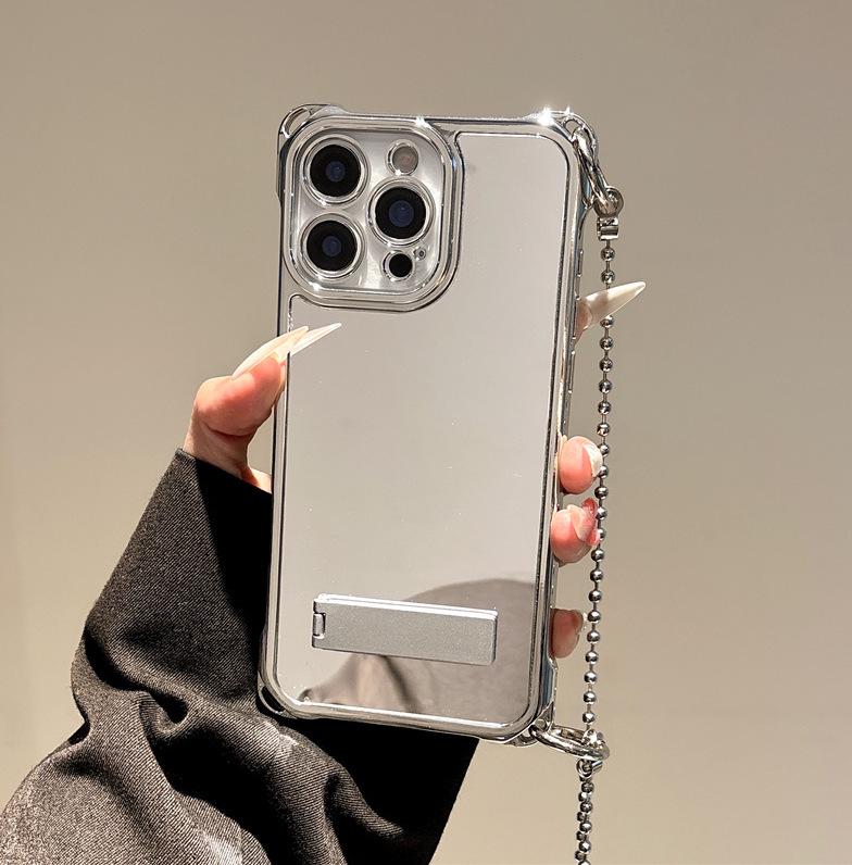 Electroplated Anti-Drop Stand Case for iPhone 17 Air & Apple 16 Pro Max 13 Pro Max серебряный
