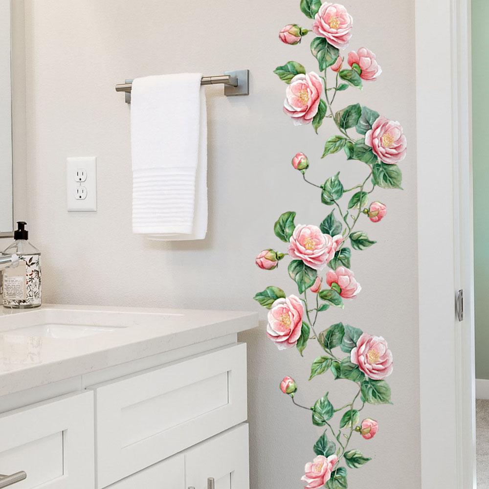Removable Peony Vine Wall Sticker for Living Room, Bedroom, or Glass Cabinet