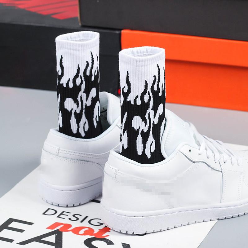 1 Pair Men Fashion Hip Hop Hit Harajuku Funny Socks Red Flame Blaze Power Torch  Warmth Street Skateboard Cotton Socks