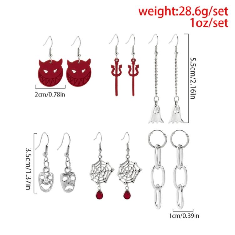 6 Pairs Ghost Pendant Earring Holiday Skull Dangle Earring Women Holiday Jewelry