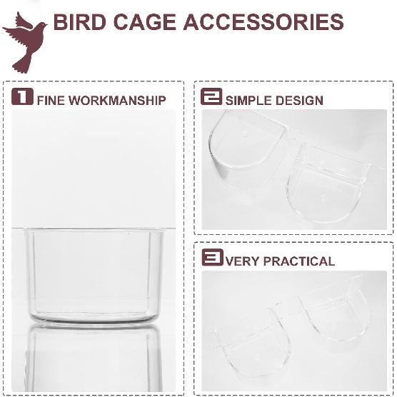 Balacoo Bird Feeder for Cage - 4 PCS Parrots Water Cup Bird Food Feeding Bowl Cockatiel cage Food Box Food Box Plastic Bird Parrot Feeding Bowl