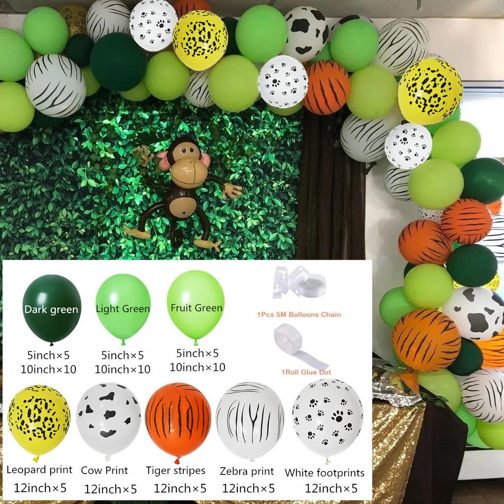 Green Jungle Series Balloon Birthday Party Arch Balloon Set Decoration Balloon Chain