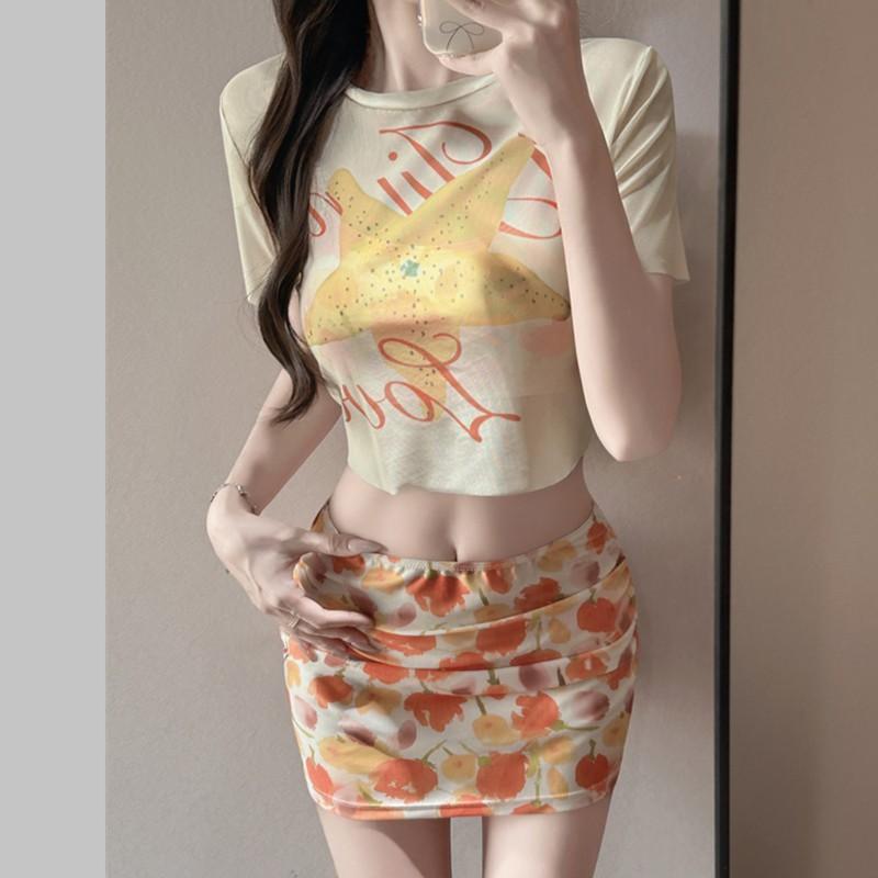 Swimsuit Women's Four-piece Sexy Hot Girl Dopamine Bikini Fashion Print Beach Spa