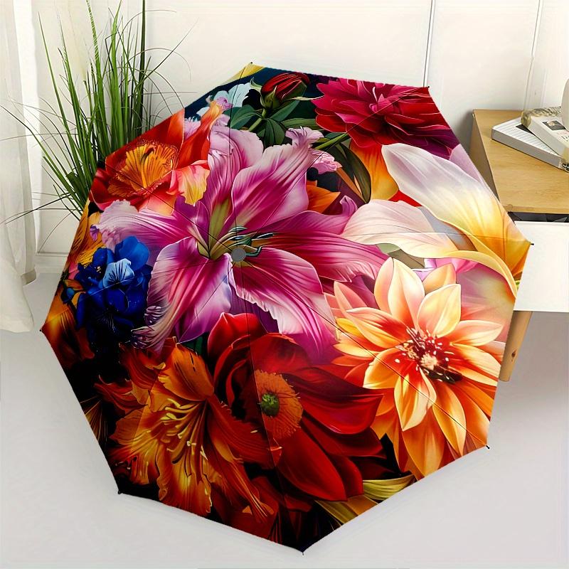 

Floral Bouquet Theme 8 Bone Hand Automatic Folding Fashion umbrella, Compact and Portable Design, A Perfect Gift for Birthday, Christmas or