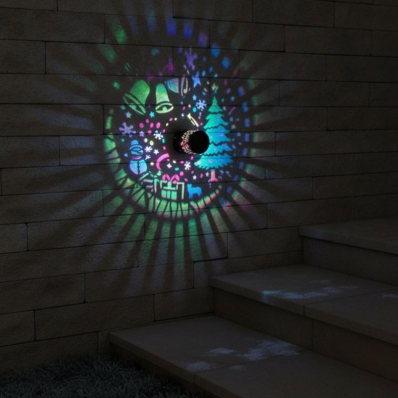 Solar Outdoor Wall Light Santa Claus Projection Lamp Christmas Iron Art Garden Decorative Wall Lamp For Yard Courtyard Xmas Gift