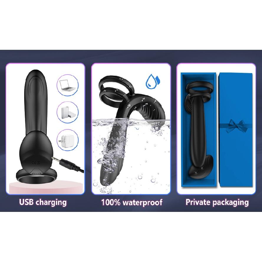 Vibrating Cock Ring Remote Control Dual Penis Ring for Men Couple with Vibrating G-spot and Clitor Simulator 3 in 1 Vibrator