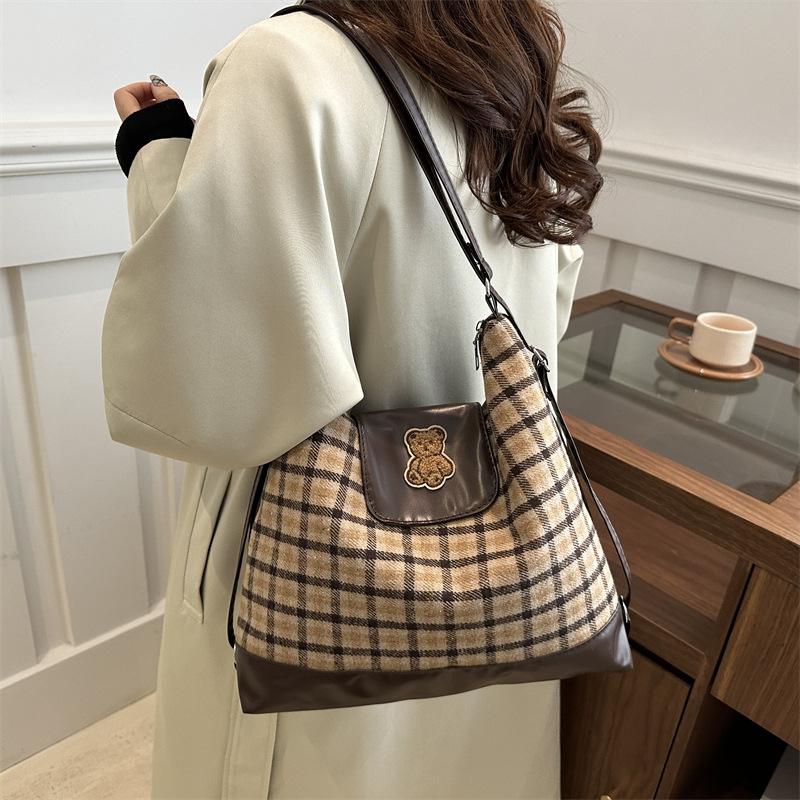 Women Plaid Large Capacity Multifunctional Fashion Convertible Shoulder Backpack For Daily Commute