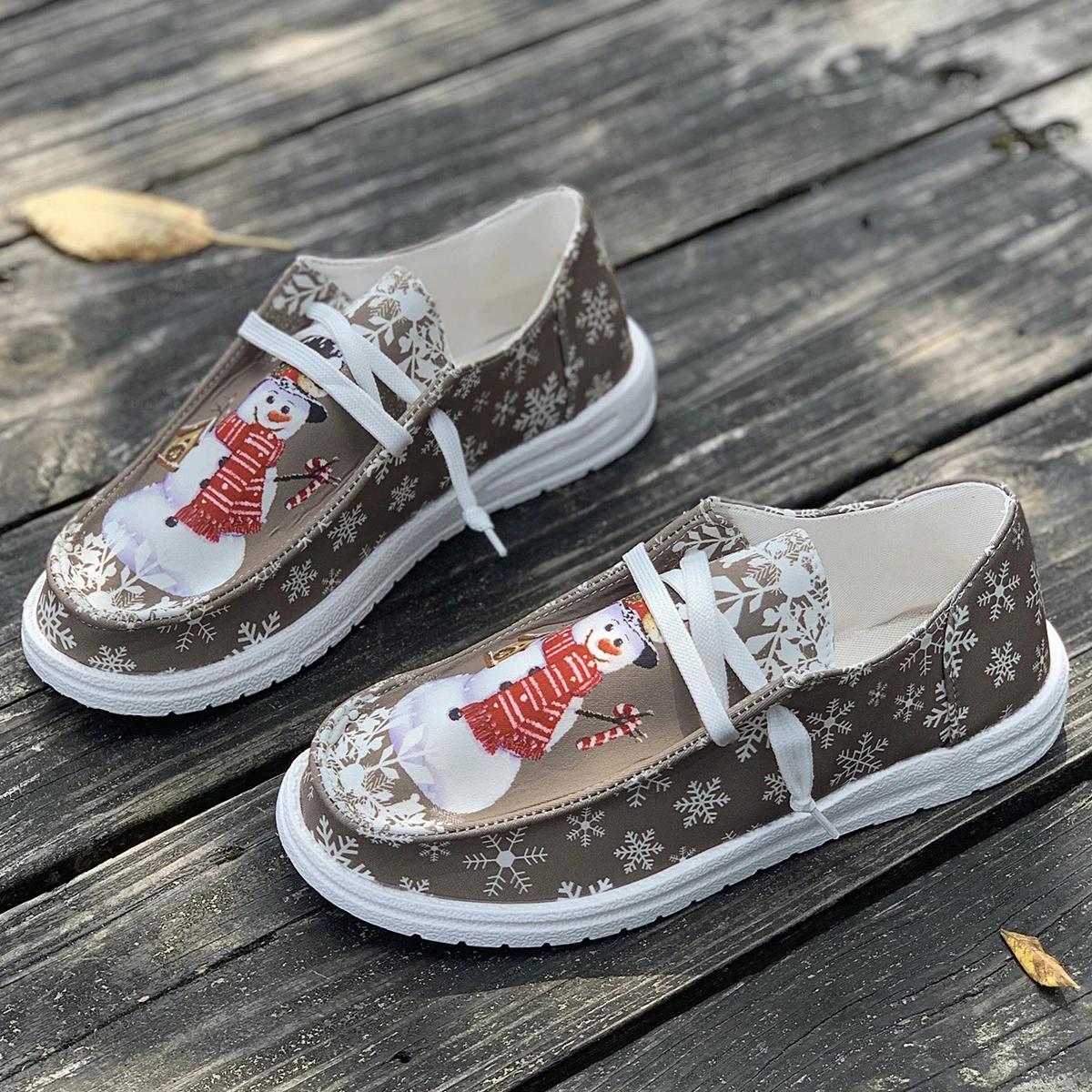 

Мода 2024 Новые Осенние Баотоу Рождественские С принтом Удобная Обувь Женская Слипоны Дышащая Плоская Холщовая Повседневная Обувь Zapatos De Mujer 36 коричневый