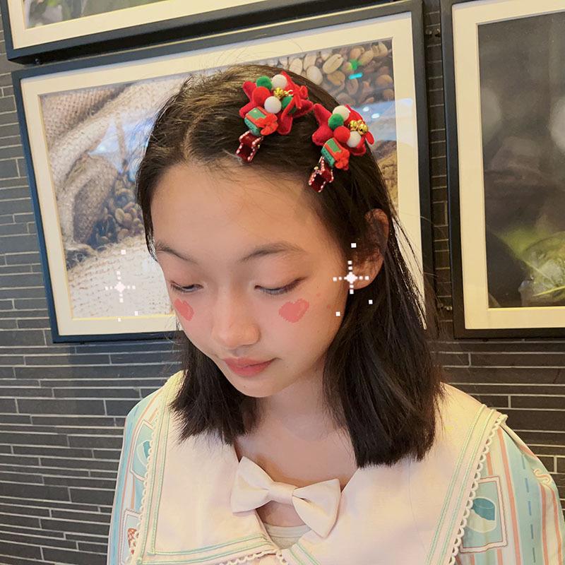 Christmas Bells & Bow Hair Clips Set for Girls - Festive Pompon Hairpins & Autumn/Winter Ties