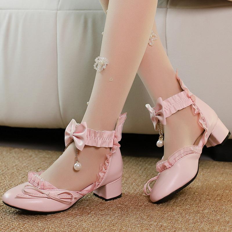 New princess sandals women's bow Lolita middle school children's student shoes little girl summer girls children's sandals