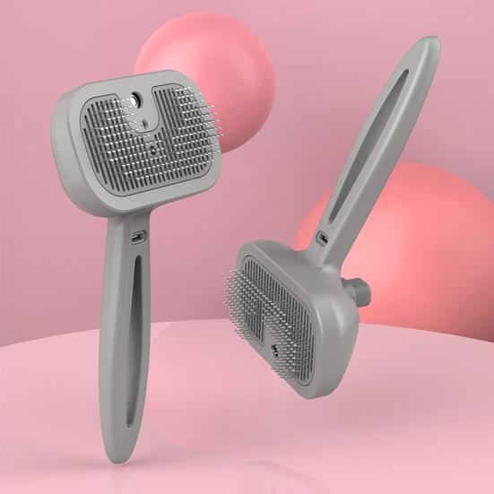 Pet Steam Brush 3-in-1 Cat Self-Cleaning Grooming Comb with Mist Spray Rechargeable