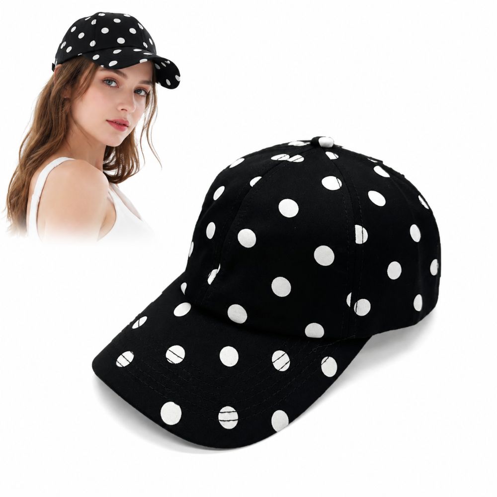 New Soft-Top Polka Dot Baseball Cap Wide Brim Adjustable Casual Hat Versatile Sun Protection Sun Hat For Women Men