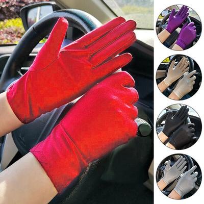 1Pair Pure Color Sun Protection Gloves Women Silk Mittens New Driving Short Gloves  Summer