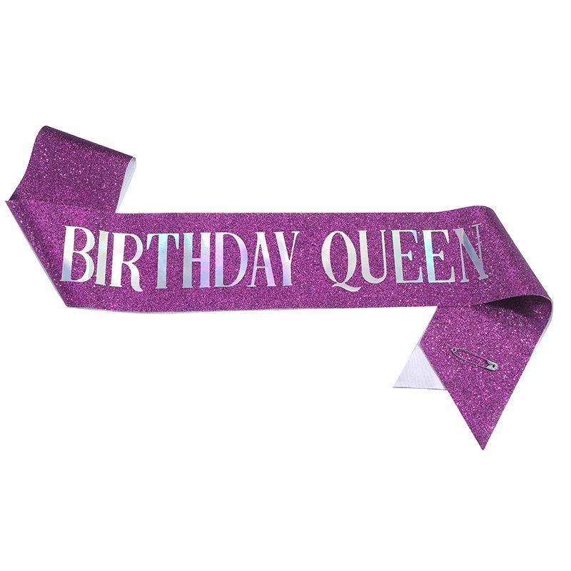 European & American Fashion Glitter Birthday Sash - Birthday Queen/Girl Ribbon