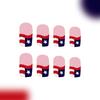 24 Pcs Independence Day False Nail Short Press On Nail French Tip Acrylic Nail 4th of July Full Cover Stick on Nail