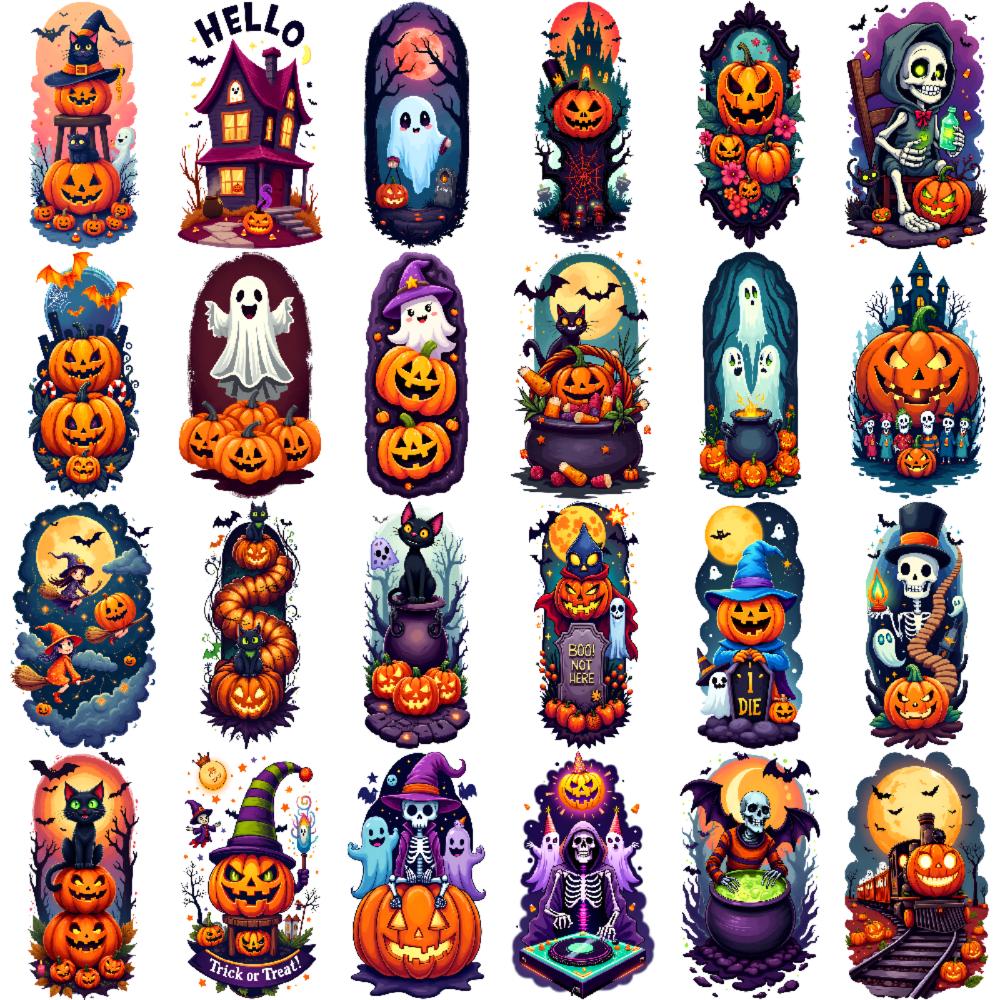 12pcs Temporary Tattoo Witches Temporary Tattoo Stickers Cats Haunted House Halloween Cauldron For Shoulders Children Cheeks